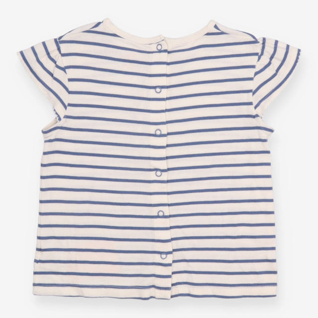 T-Shirt Short Sleeve Blue Stripe with Frill Sleeve