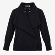 Cardigan Navy Blue Lace Up Detail Long Sleeve Knit