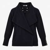 Cardigan Navy Blue Lace Up Detail Long Sleeve Knit