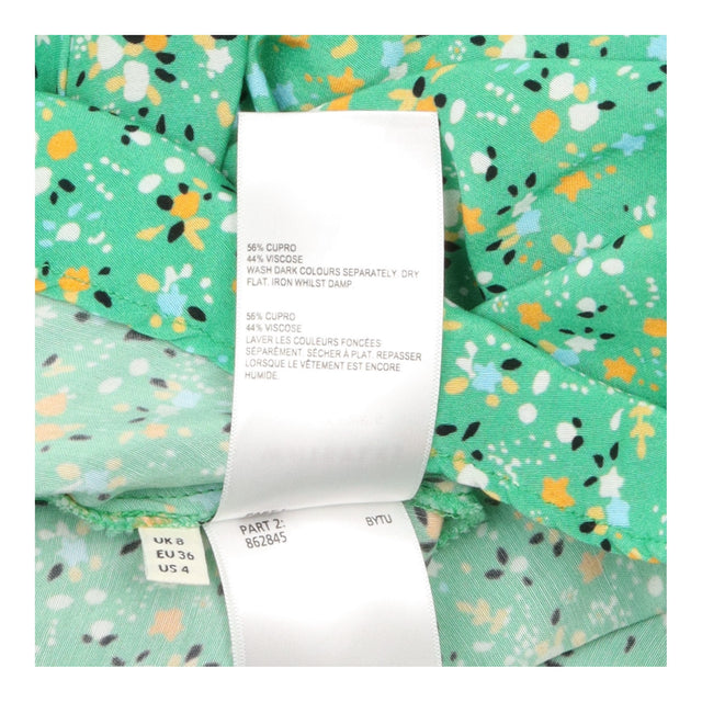 Green Printed Maxi Shirt Dress Short Sleeve