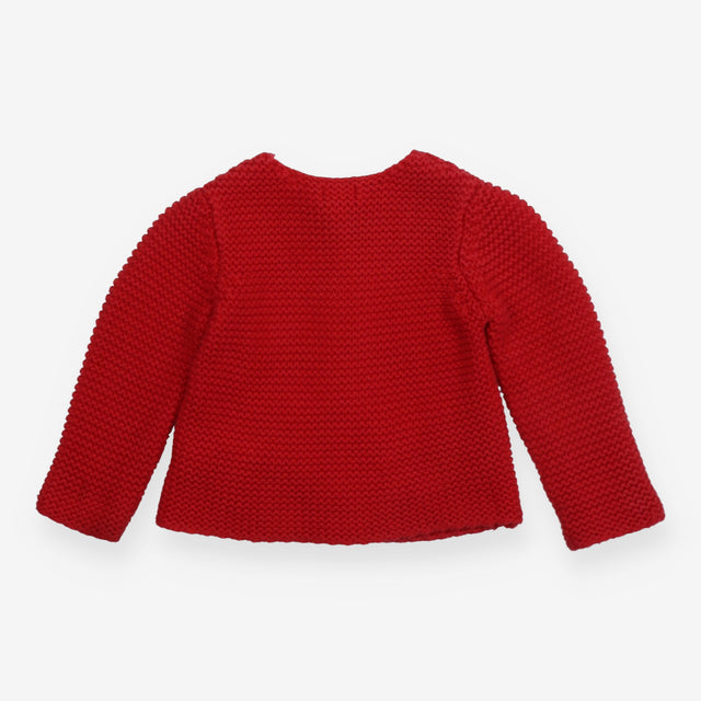 Cardigan knit red with pockets