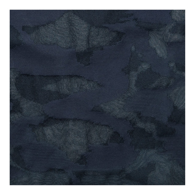 Navy Abstract Print Sheer Roll Neck Jumper