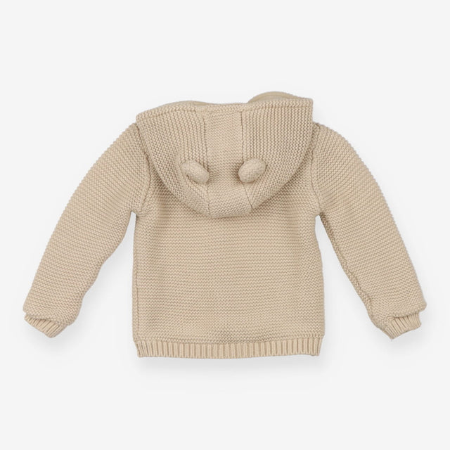 Cream Knit Hooded Cardigan