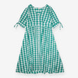 Midi Dress Gingham Green White 100% Cotton