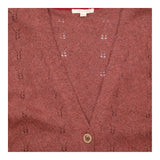 Cardigan V-Neck Pointelle Knit Pink