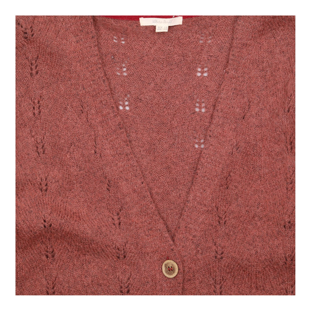 Cardigan V-Neck Pointelle Knit Pink