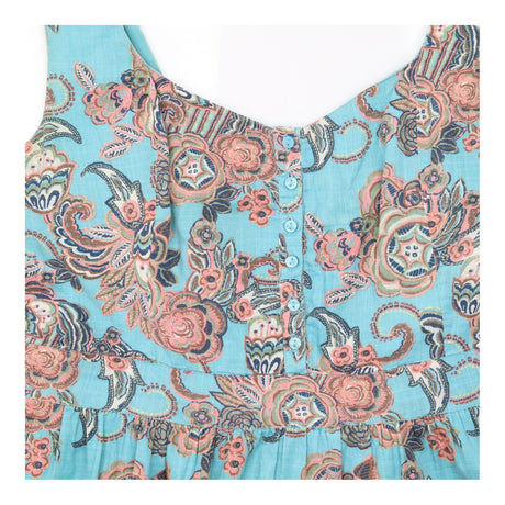 Pinafore Dress Paisley Print Cotton Turquoise
