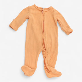 sleepsuit zip orange ribbed