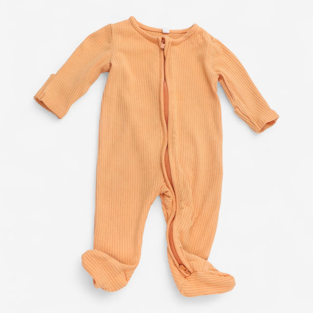 sleepsuit zip orange ribbed
