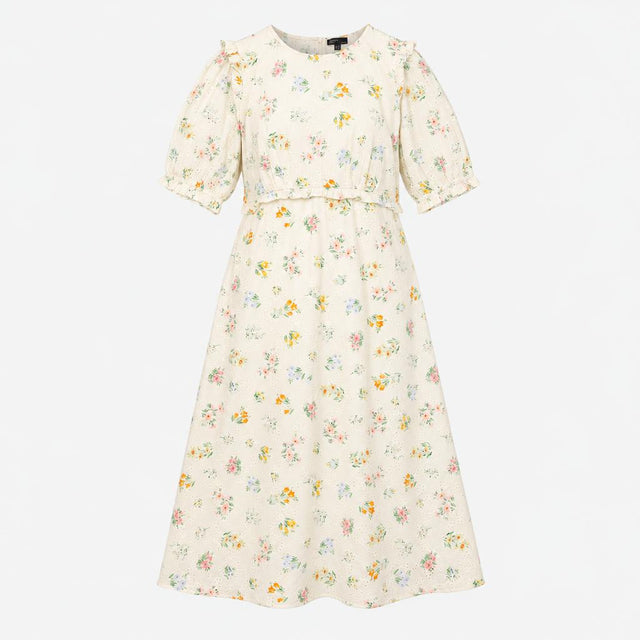 Cream White Floral Broderie Anglaise Embroidered C