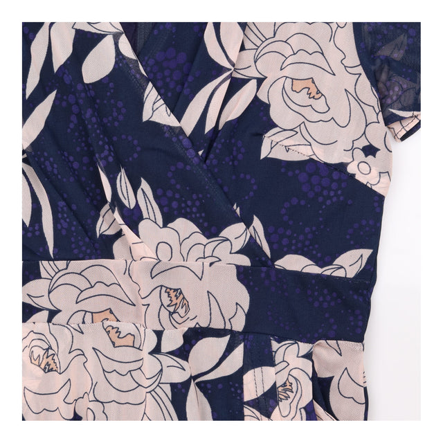 Maxi Dress Navy Floral Wrap Flutter Sleeve