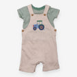 Dungarees White Marl with Tractor Applique