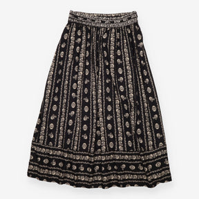 Maxi Skirt Black Cream Printed Long Length