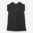 Dark Grey Crinkle Cotton Midi Dress Button Front