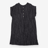 Dark Grey Crinkle Cotton Midi Dress Button Front