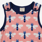 Dungarees Pink with Navy Cuffs Butterfly Appliques