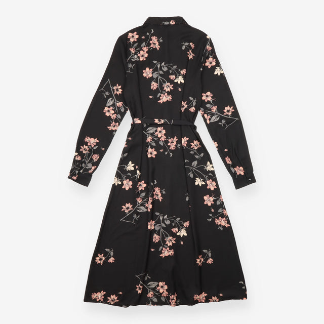 Vero Moda Black Pink Floral Long Sleeve Belted Shi