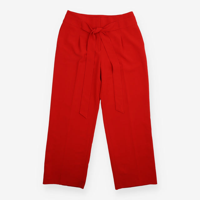  Bright Red Tie Waist Wide Leg Trousers