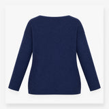 Top Blue Textured Knit Long Sleeve Relaxed Jumper