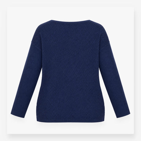 Top Blue Textured Knit Long Sleeve Relaxed Jumper
