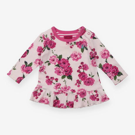Dress Long Sleeve White with Pink Flowers
