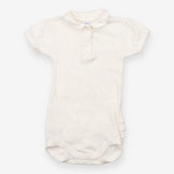 Bodysuit white collared pink spot frill bottom