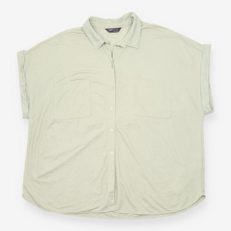 Oversized Shirt Apple Green Short Sleeve