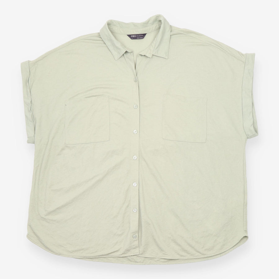 Oversized Shirt Apple Green Short Sleeve