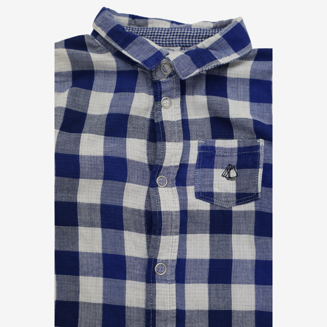 Shirt Woven Long Sleeve Blue Check