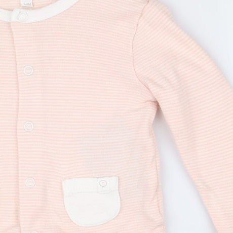 Pink striped jersey jacket with white pockets