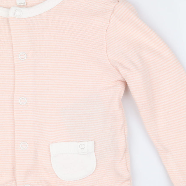 Pink striped jersey jacket with white pockets