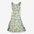 Dress open back floaty yellow and green florals