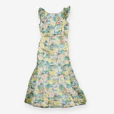 Dress open back floaty yellow and green florals