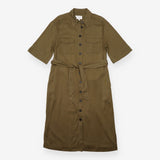 Midi Utility Dress Dark Khaki Lyocell Belted