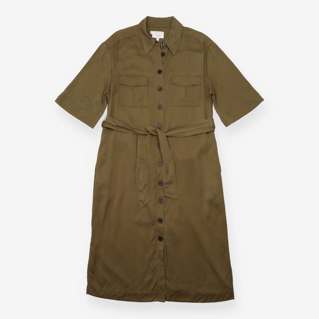 Midi Utility Dress Dark Khaki Lyocell Belted