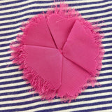 Blue Stripe Dress with Pink Rosette