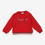 Red jersey sweater sausage dog