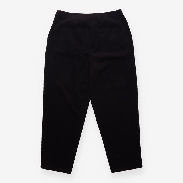 Trousers Black Corduroy Relaxed Tapered Cropped