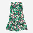 Skirt Green White Tropical Botanical Floral Ruffle
