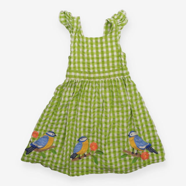 Sundress green check birds 