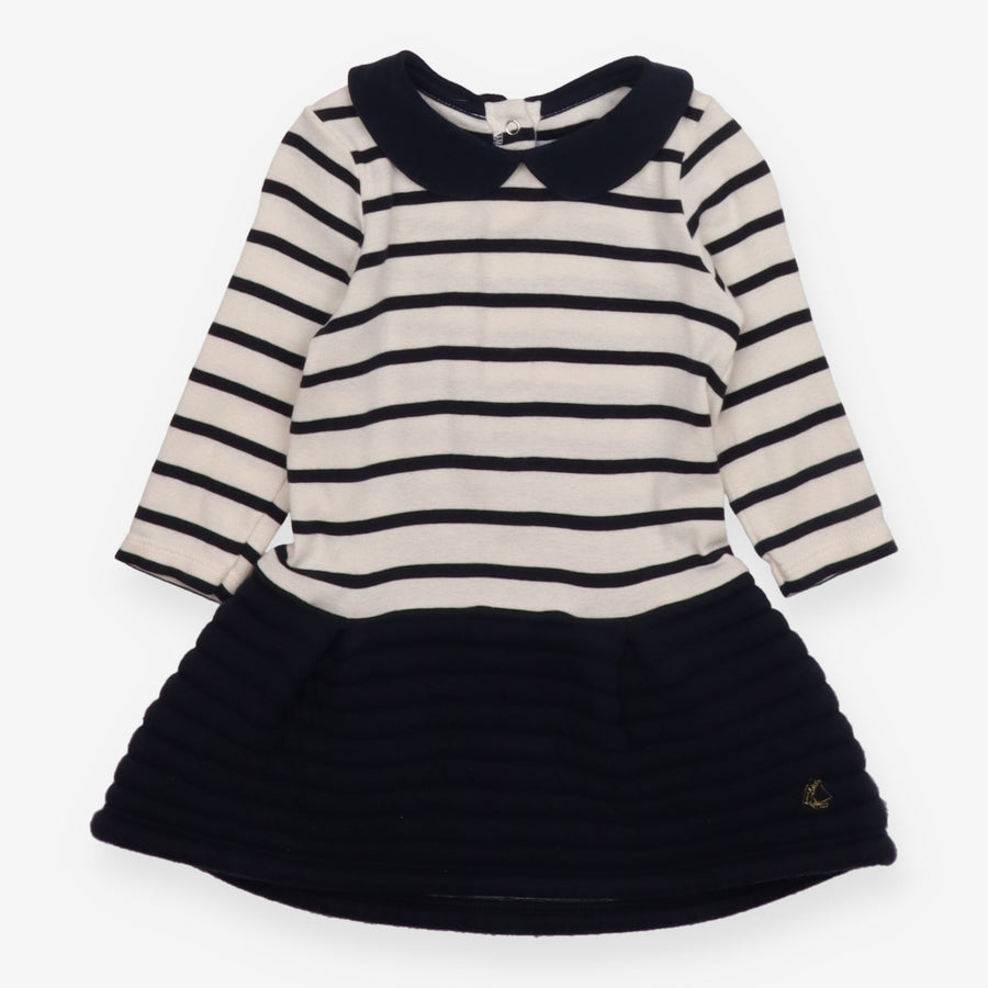 Navy Striped Collared Dress
