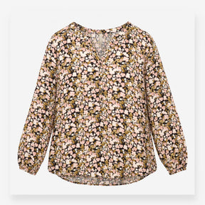 Top Blush Pink Floral Print Long Sleeve High Low H