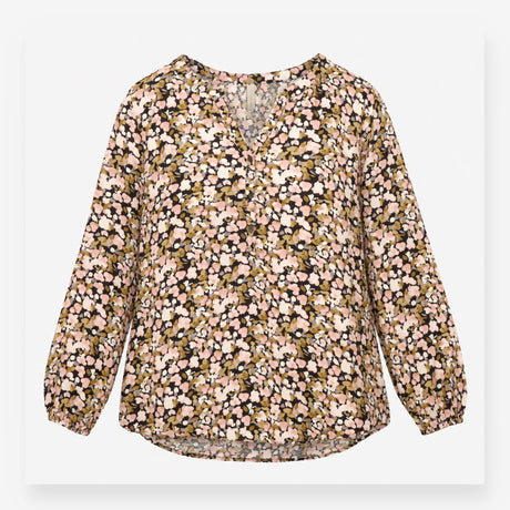 Top Blush Pink Floral Print Long Sleeve High Low H