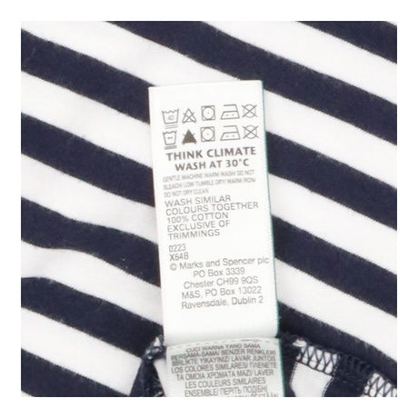 Navy and white striped crew neck t-shirt