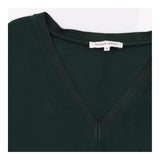 Top Dark Green V Neck Short Sleeve High Low Hem