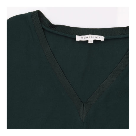Top Dark Green V Neck Short Sleeve High Low Hem