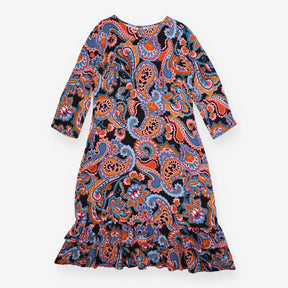 Midi Dress Black Multicolour Large Paisley Print
