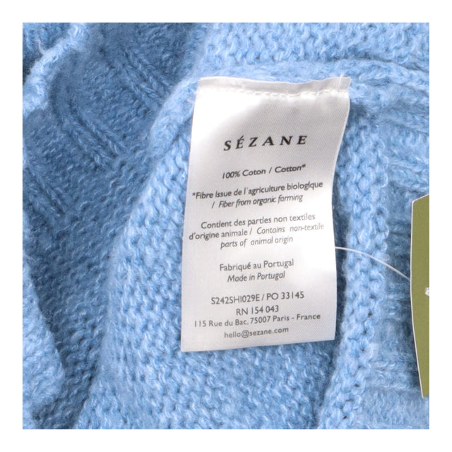 Cardigan Blue Cotton Knit Oversized V Neck
