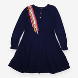 Dress Long Sleeve Knit Navy Sequin Lightning Bolt