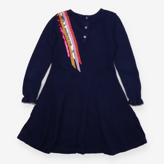Dress Long Sleeve Knit Navy Sequin Lightning Bolt